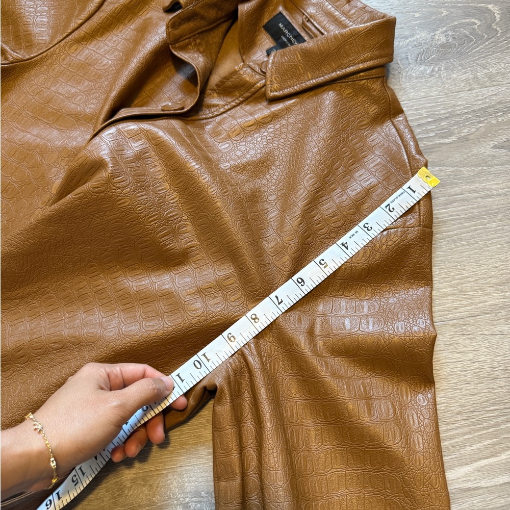 Marc New York Brown Leather Jacket with Belted Waist- Size M - Picture 8 of 13